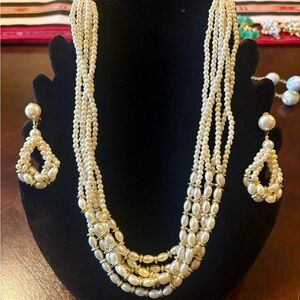 Elegant Pearl Necklace and Earring Set